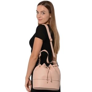 🆕Pink Faux Leather Bucket Bag with Shoulder Strap